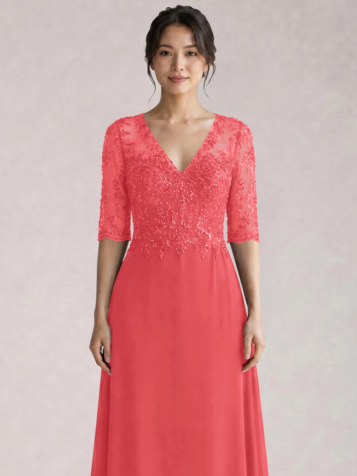 Lace Mother of the Bride Dress with Half Sleeves