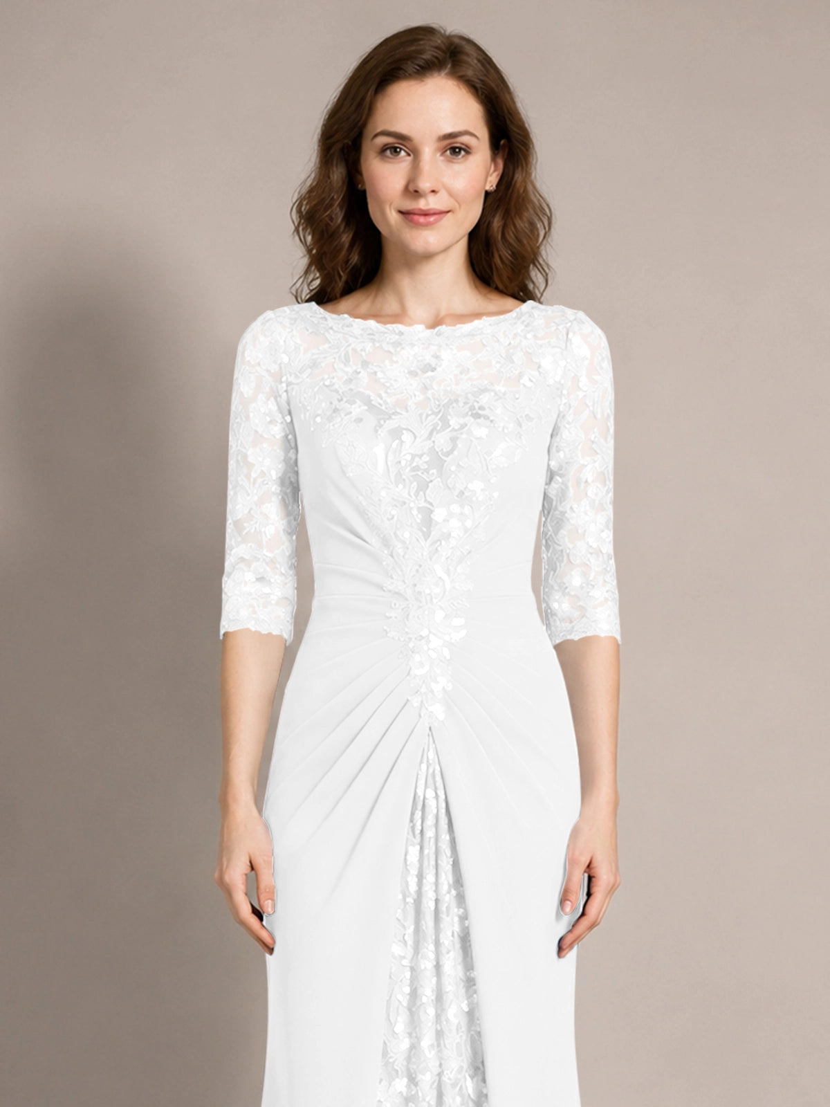 Lace Mother of the Bride Dress with Applique 