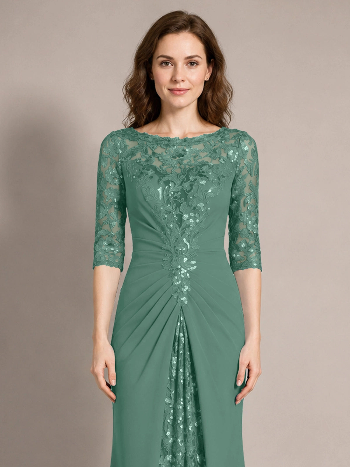 Lace Mother of the Bride Dress with Applique 