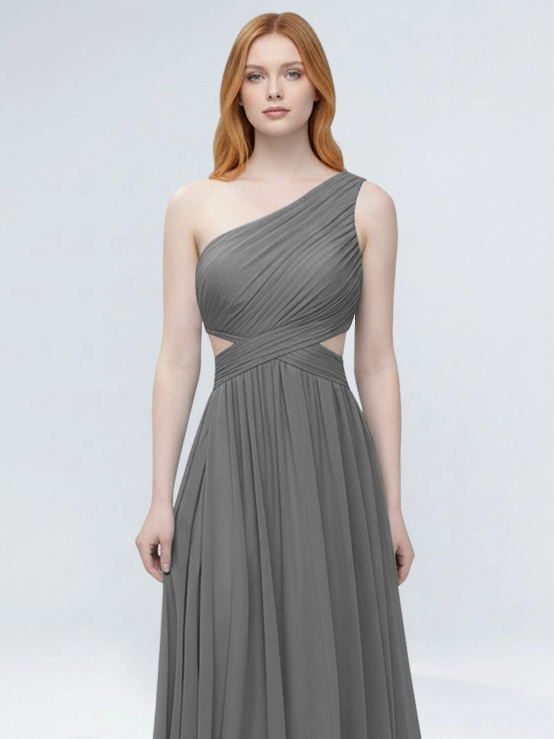 One-Shoulder Side Cut-Out Bridesmaid Dress 