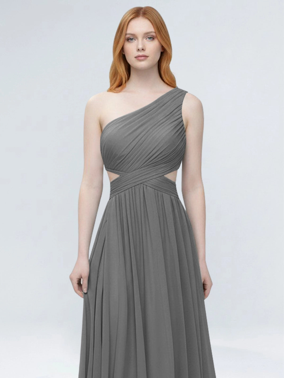 One-Shoulder Side Cut-Out Bridesmaid Dress 