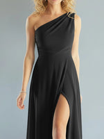 One-Shoulder Bridesmaid Dress with Slit
