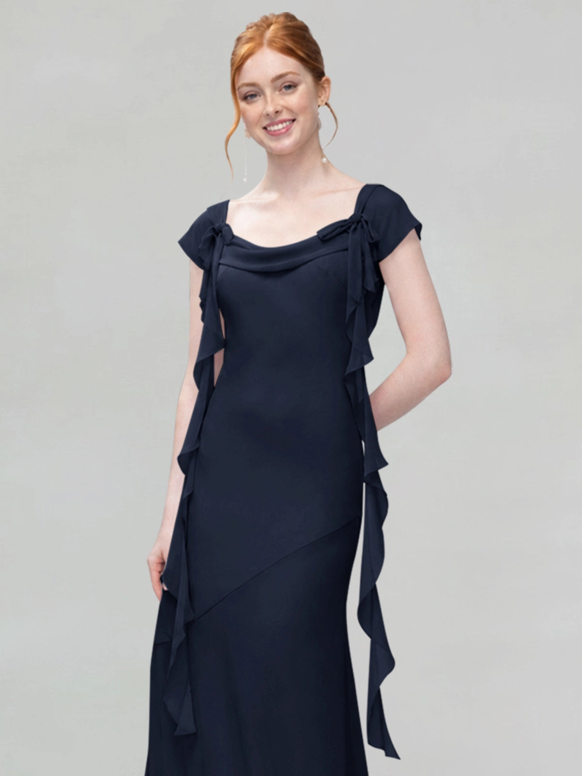 Flowy Ruffle Sheath Bridesmaid Dress 
