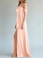 Off-the-Shoulder Slit Bridesmaid Dress 