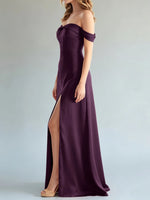 Off-the-Shoulder Slit Bridesmaid Dress 