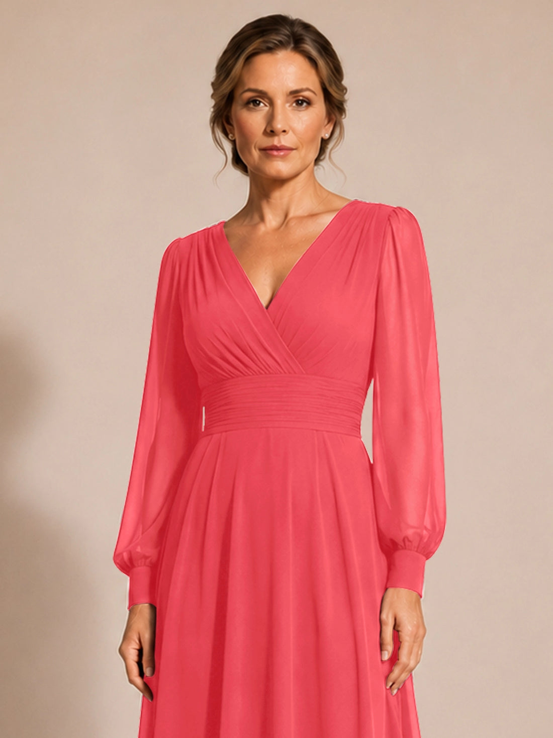 Chiffon Mother of the Bride Dress with Long Sleeves 
