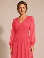 Chiffon Mother of the Bride Dress with Long Sleeves 