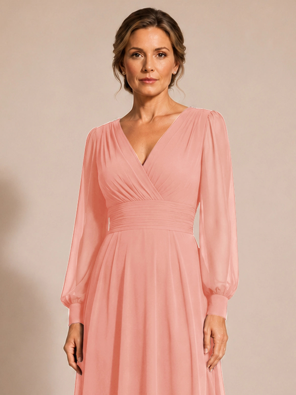 Chiffon Mother of the Bride Dress with Long Sleeves 