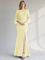 Chiffon Mother of the Bride Dress with 3/4 Sleeves