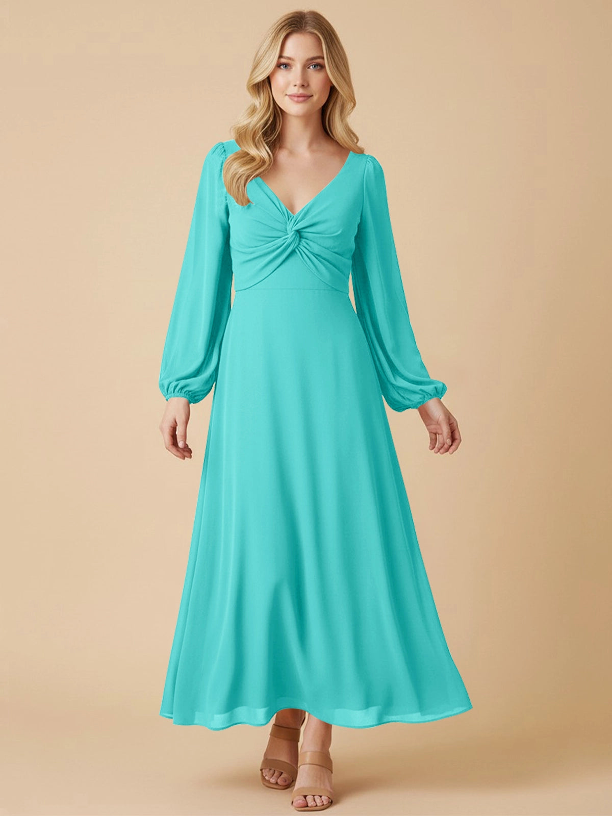 A-line Bridesmaid Dress with Long Sleeves 