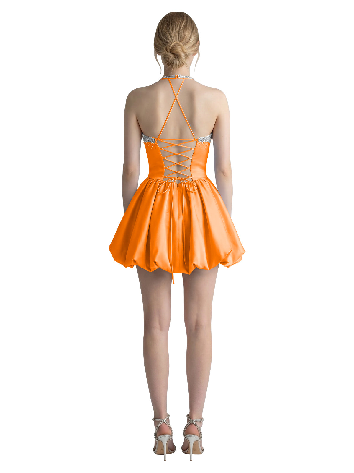 Beading Bubble Hem Mini Dress 