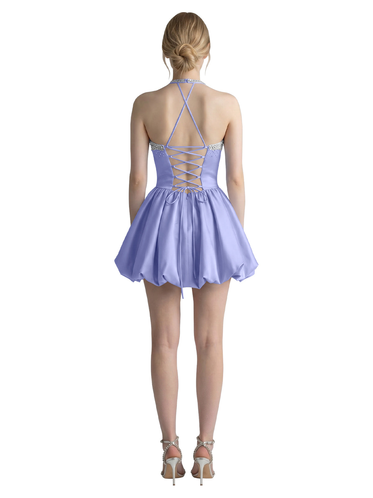 Beading Bubble Hem Mini Dress 
