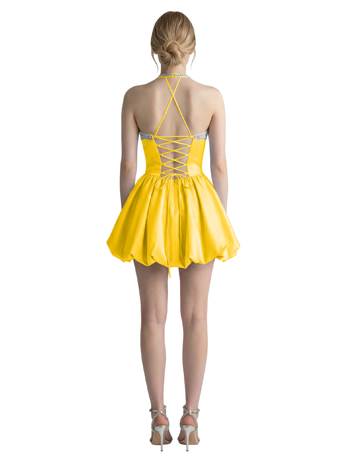 Beading Bubble Hem Mini Dress 