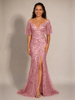 Mermaid Mother of the Bride Dress with V-neck 