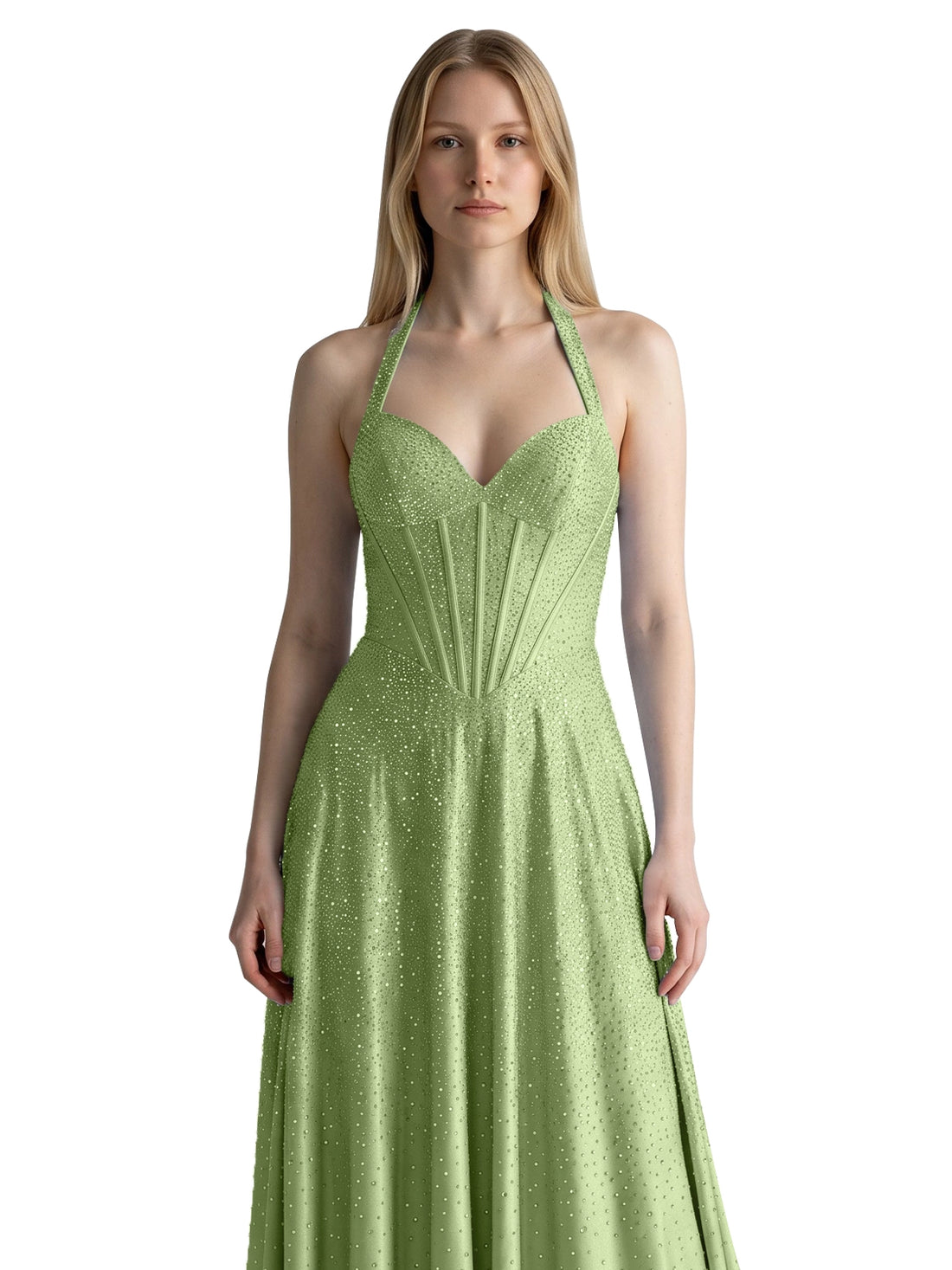 Halter Beaded Prom Dress 