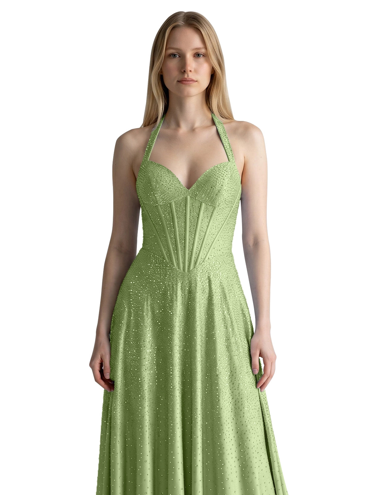 Halter Beaded Prom Dress 