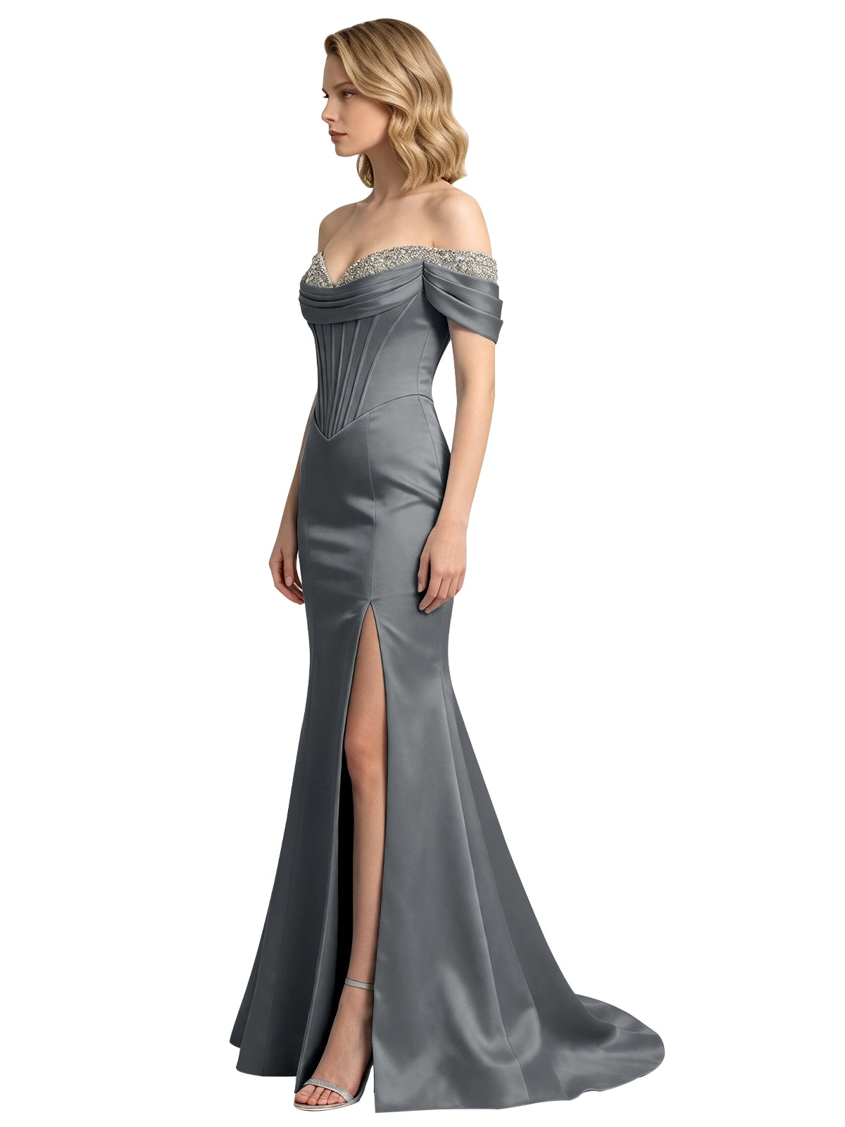 Corset Beaded Trumpet Prom Dress 