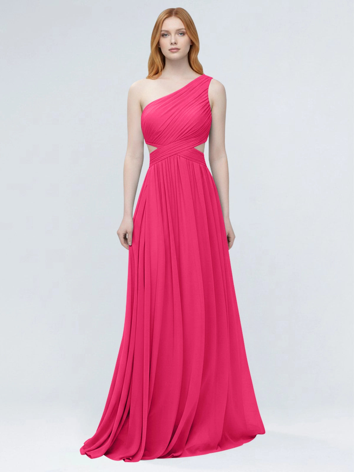 One-Shoulder Side Cut-Out Bridesmaid Dress 