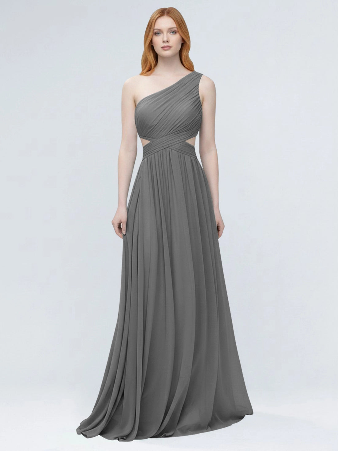 One-Shoulder Side Cut-Out Bridesmaid Dress 