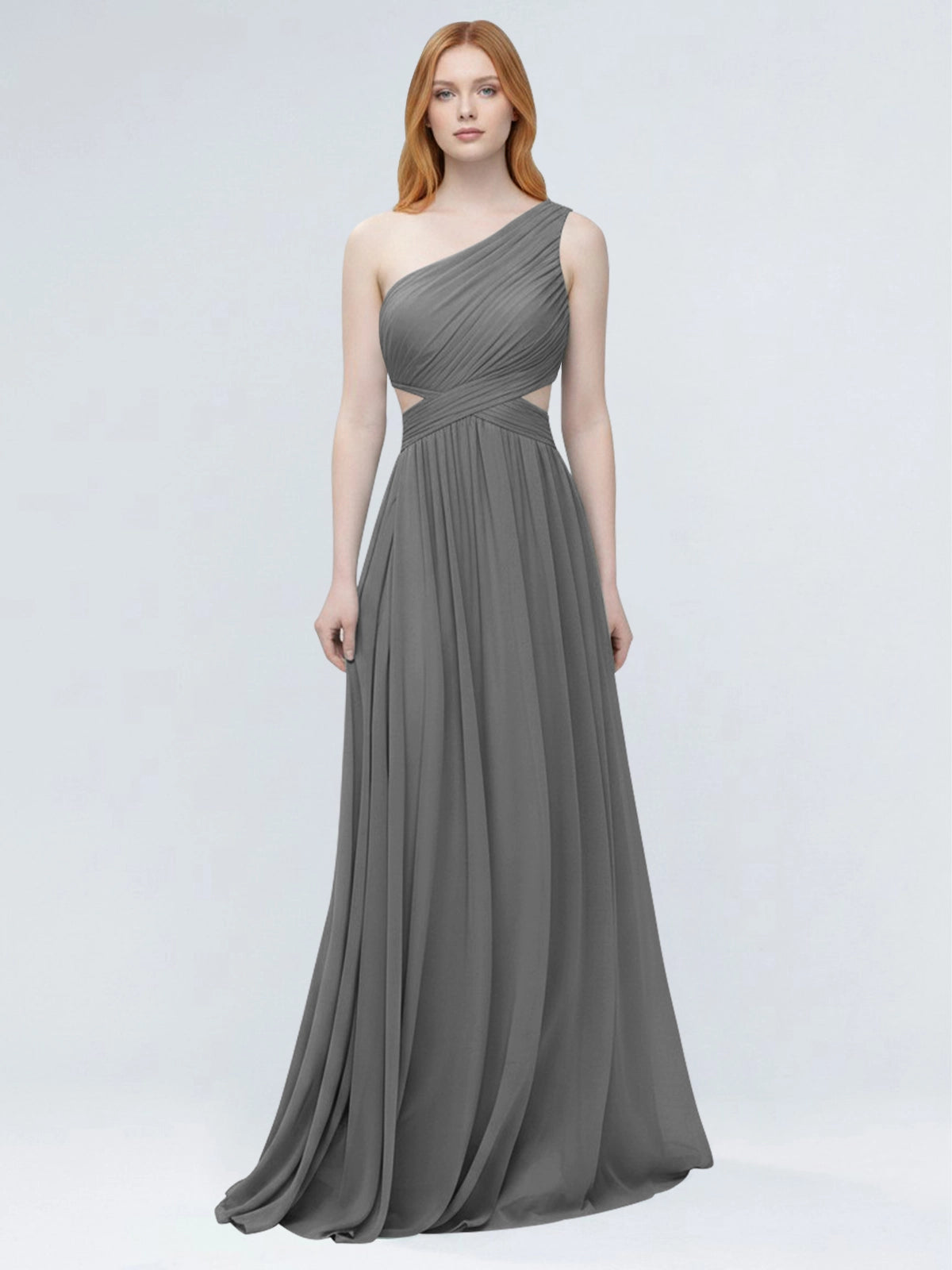 One-Shoulder Side Cut-Out Bridesmaid Dress 