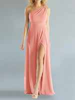 One-Shoulder Bridesmaid Dress with Slit