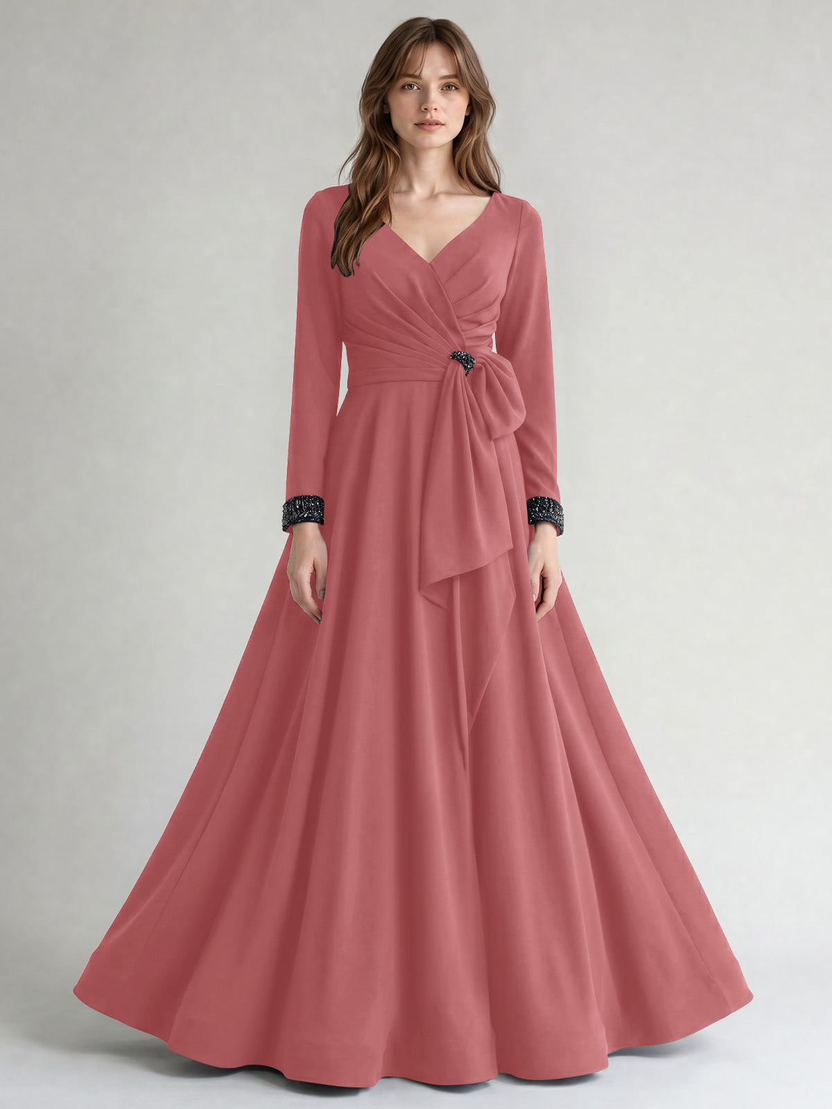Stretch Satin Mother of the Bride Dress with Crystal