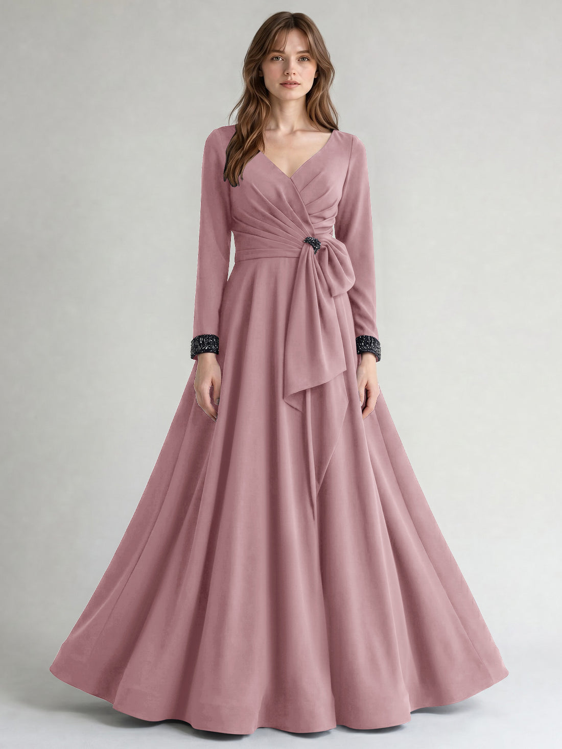 Stretch Satin Mother of the Bride Dress with Crystal