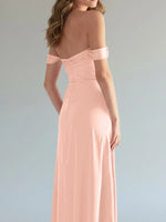 Off-the-Shoulder Slit Bridesmaid Dress 