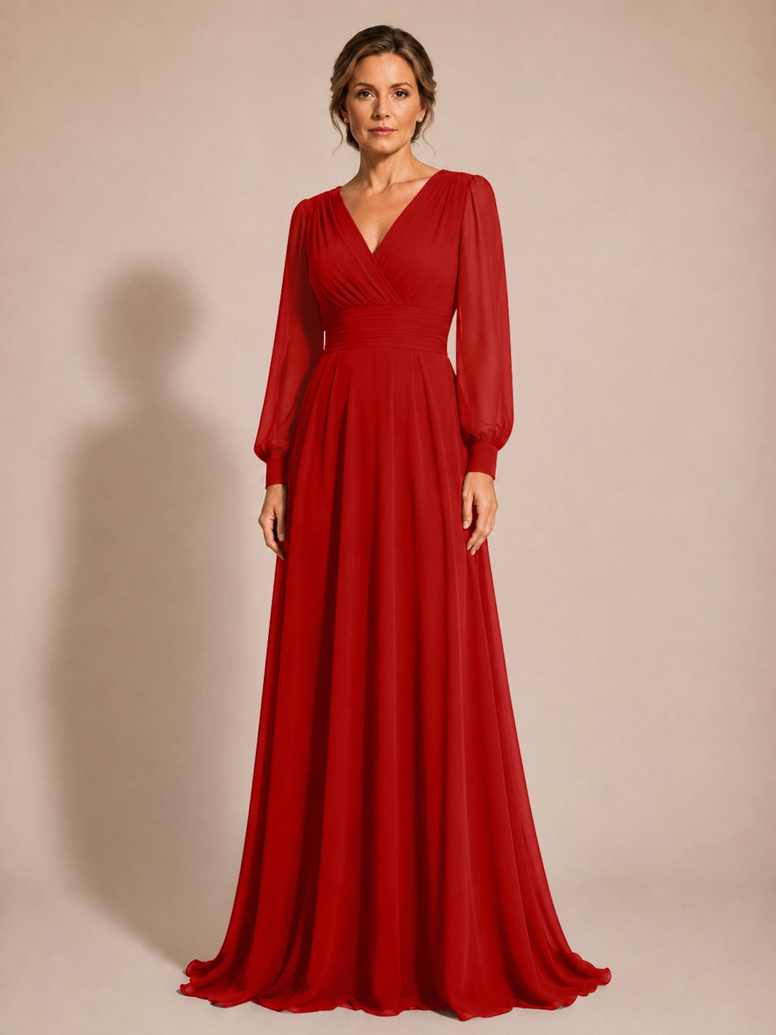 Chiffon Mother of the Bride Dress with Long Sleeves 