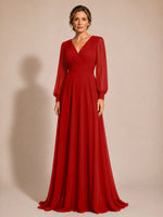 Chiffon Mother of the Bride Dress with Long Sleeves 