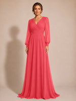 Chiffon Mother of the Bride Dress with Long Sleeves 