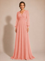 Chiffon Mother of the Bride Dress with Long Sleeves 