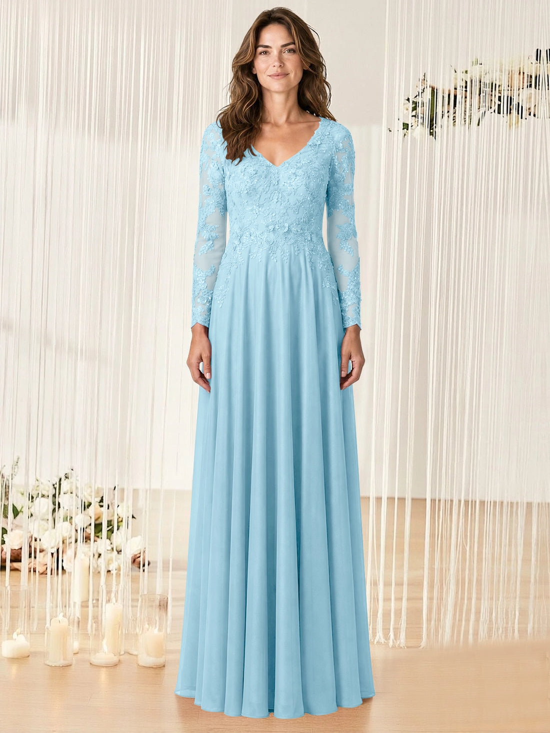 A-line Mother of the Bride Dress with Appliques