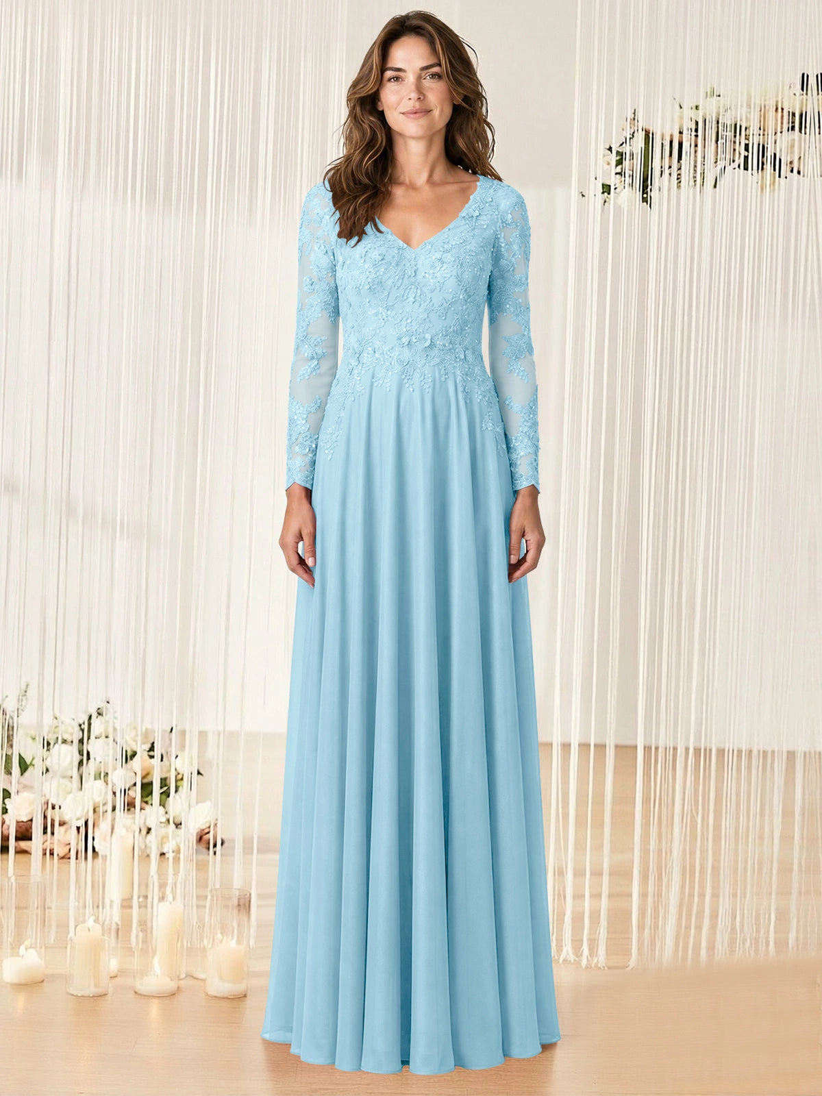 A-line Mother of the Bride Dress with Appliques