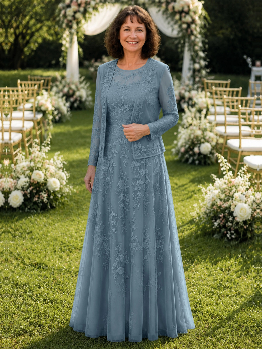 A-line Mother of the Bride Dress with Lace 