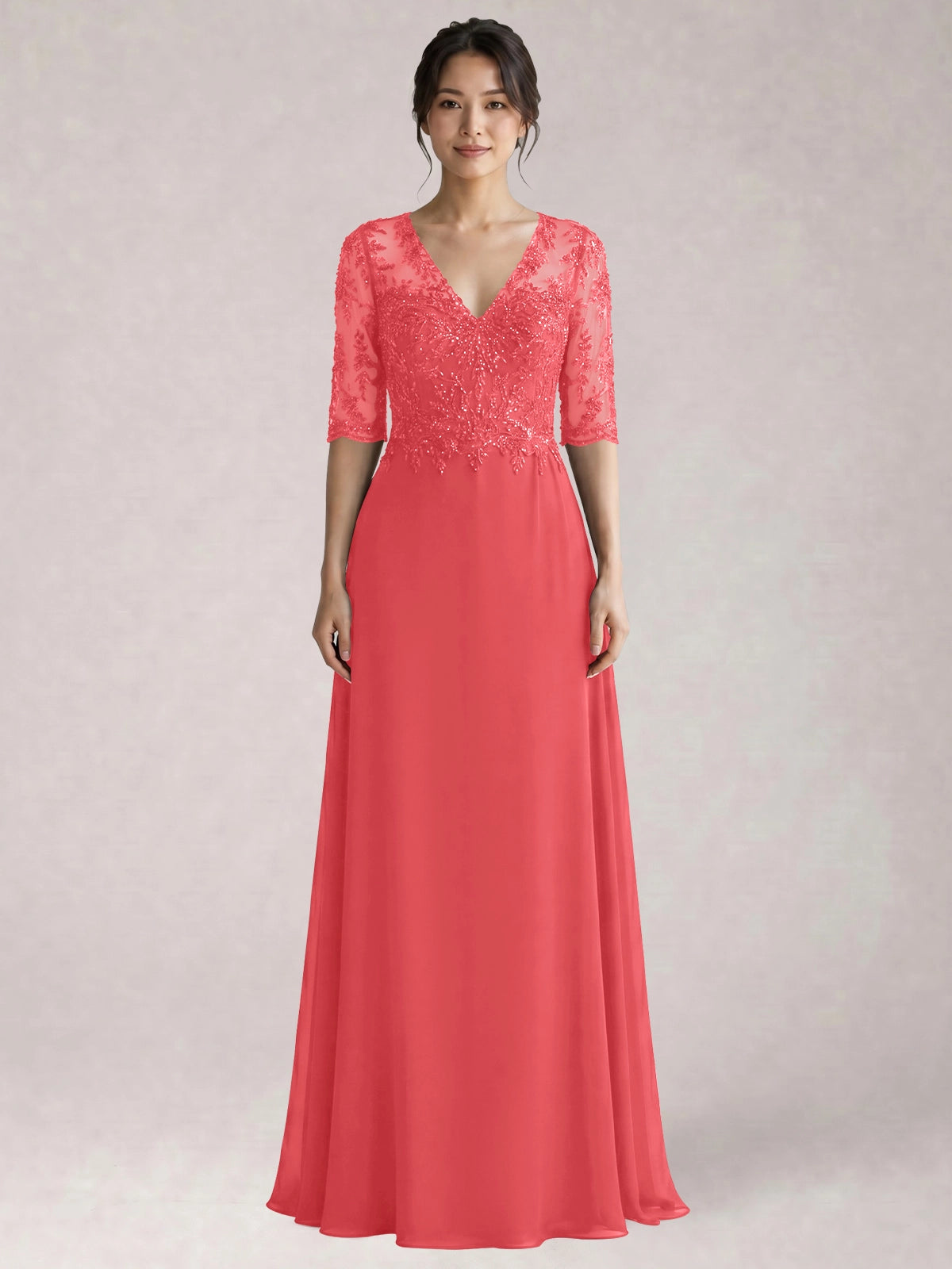 Lace Mother of the Bride Dress with Half Sleeves