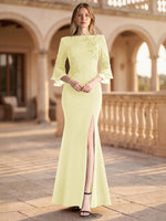 Chiffon Mother of the Bride Dress with 3/4 Sleeves