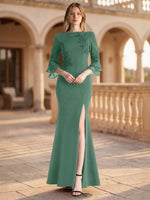 Chiffon Mother of the Bride Dress with 3/4 Sleeves