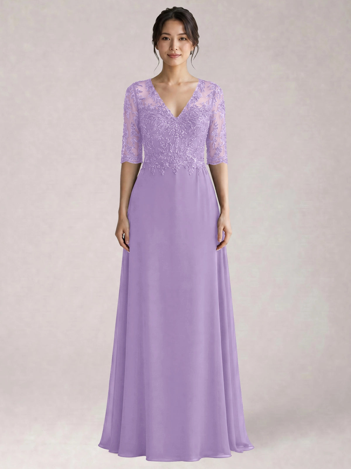 Lace Mother of the Bride Dress with Half Sleeves