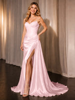 Silk-like Prom Dress with Appliques
