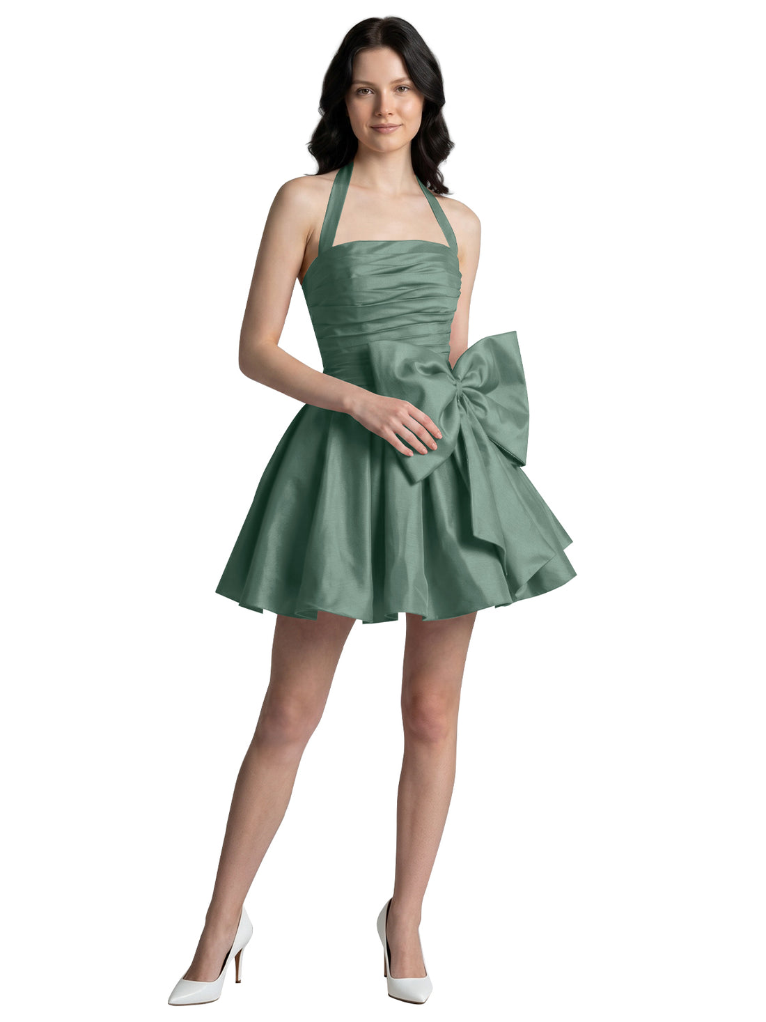 Halter Oversized Bow Mini Dress 