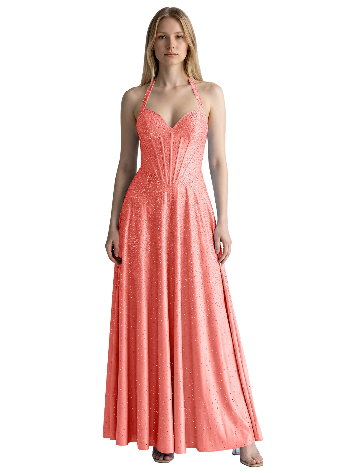 Halter Beaded Prom Dress 