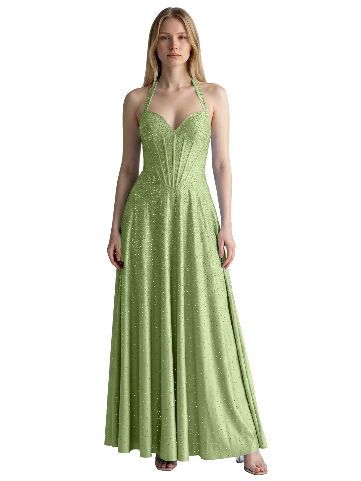 Halter Beaded Prom Dress 