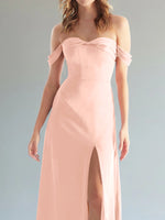 Off-the-Shoulder Slit Bridesmaid Dress 