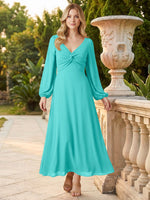 A-line Bridesmaid Dress with Long Sleeves 