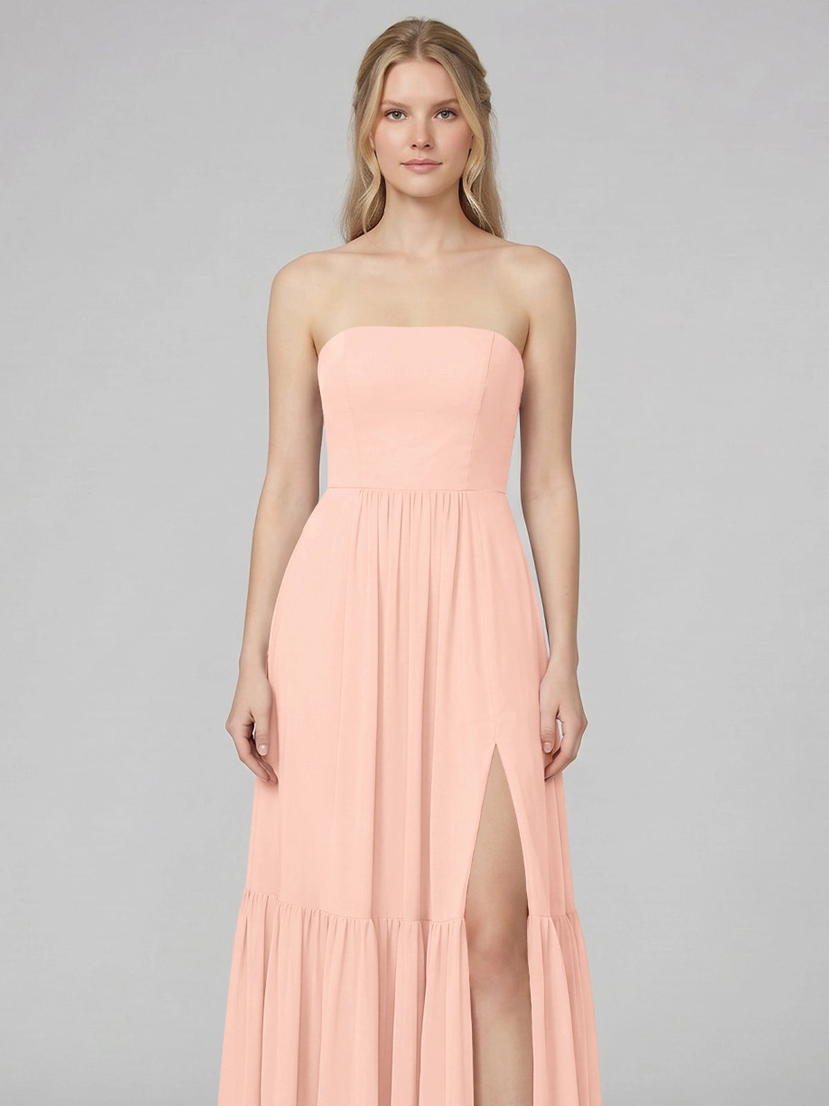 Strapless Bridesmaid Dress with Slit 