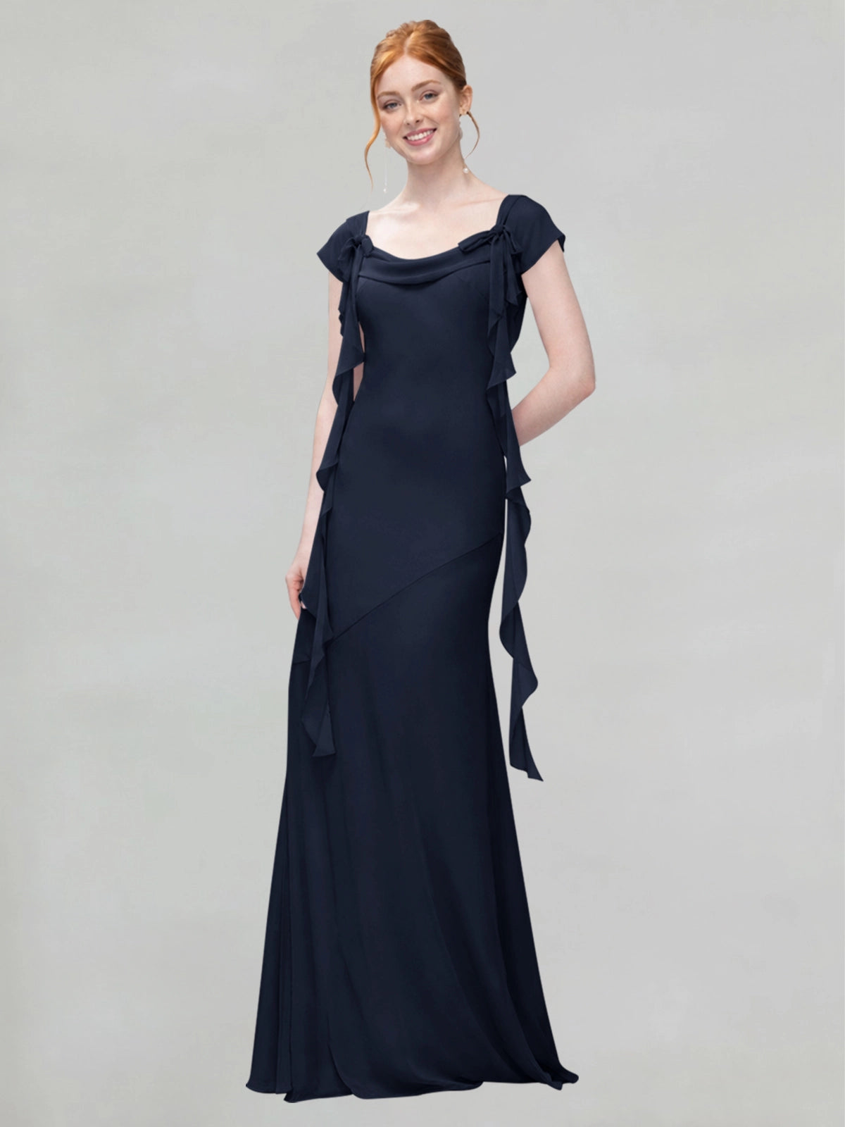 Flowy Ruffle Sheath Bridesmaid Dress 