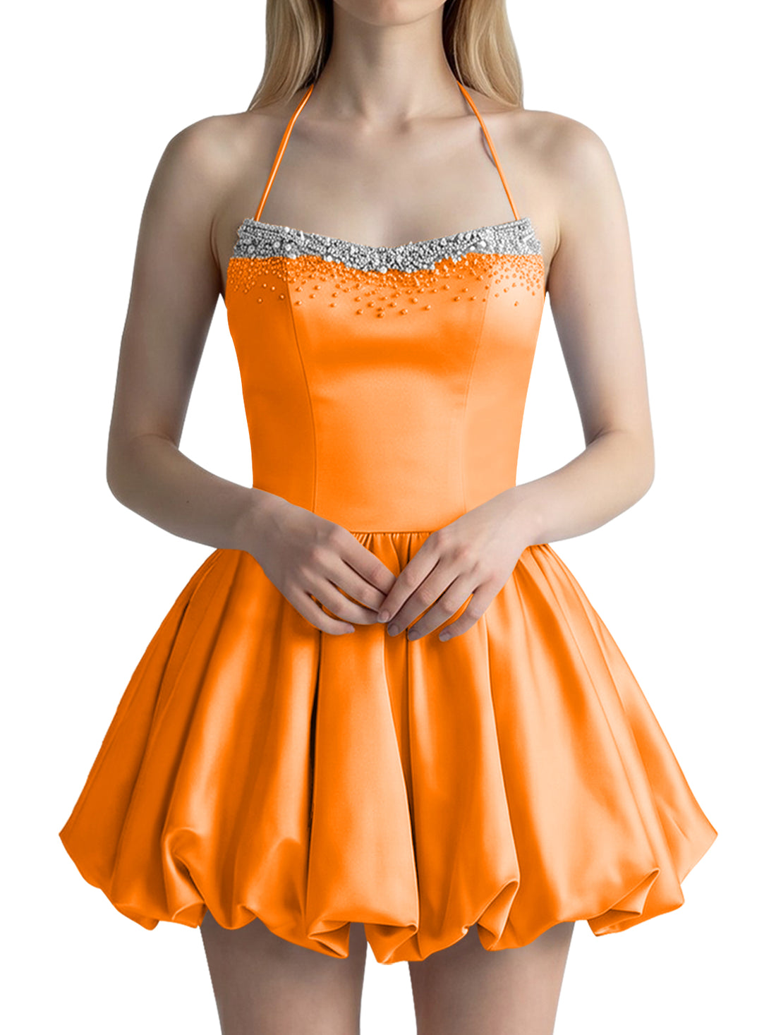 Beading Bubble Hem Mini Dress 