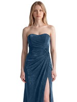 Velvet Prom Dress with Beaded Applique 