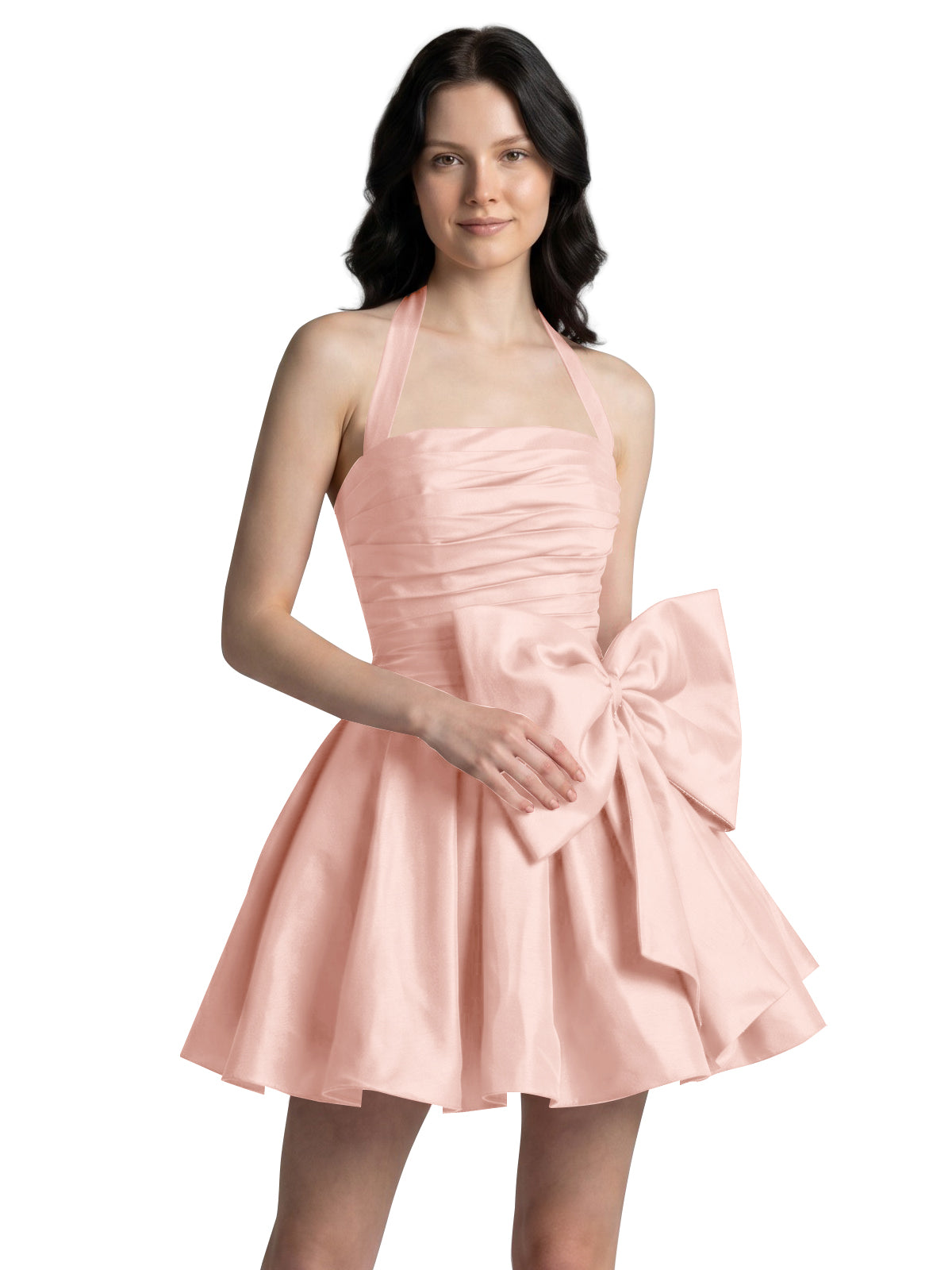 Halter Oversized Bow Mini Dress 